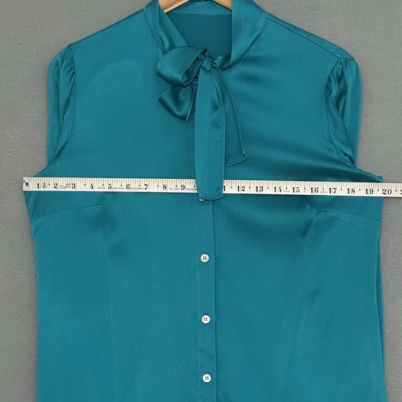 Dolce & Gabbana Women Top 46 IT 10 US Blue Silk Satin Secretary Self Tie Classic - Picture 10 of 16